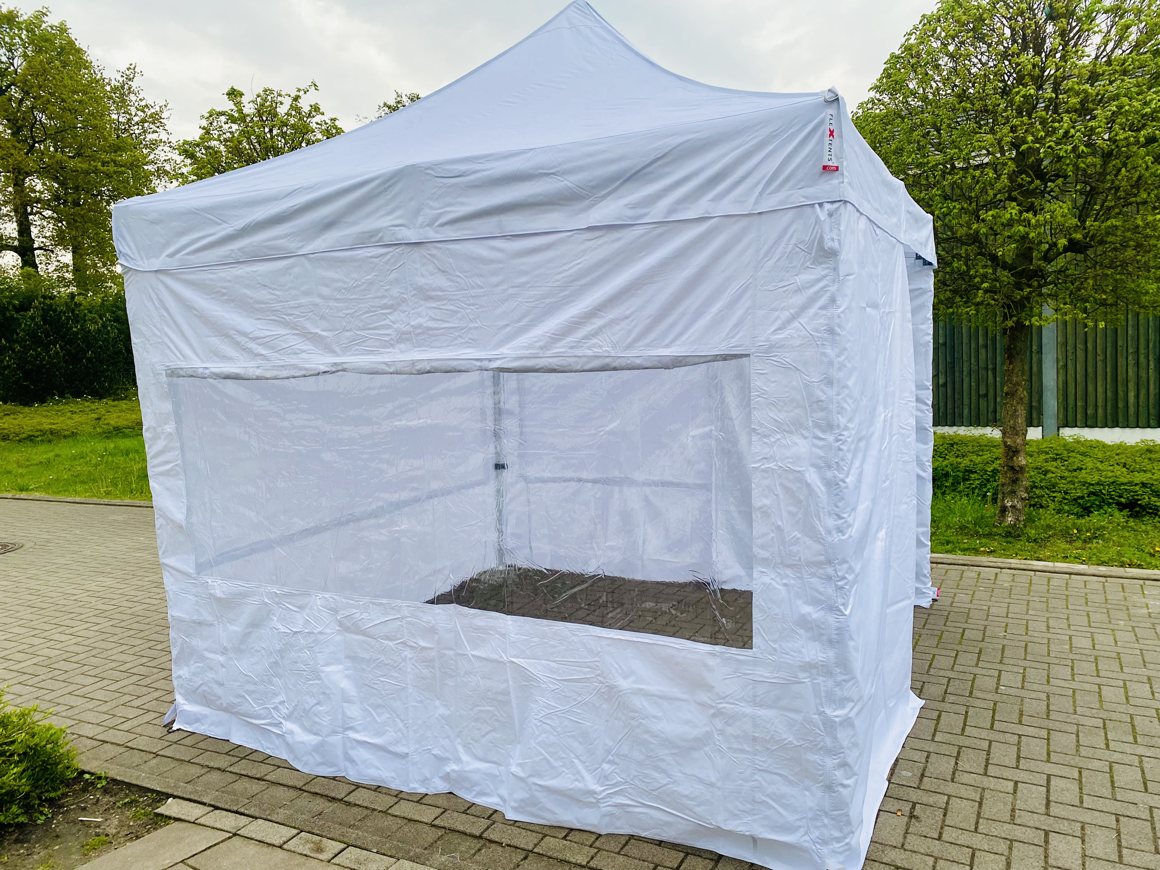 🎪 Faltpavillon, Faltzelt PRO 3x3m mit Seitenteile in weiß mieten in Bielefeld