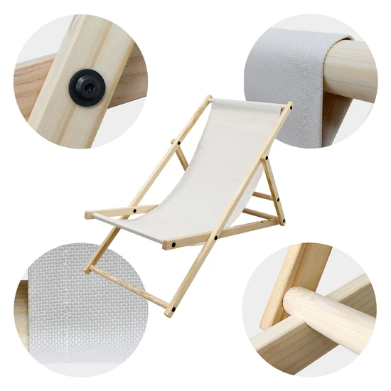 Klappbarer Liegestuhl Holz Beige – Verstellbar & Wetterfest mieten in Bielefeld