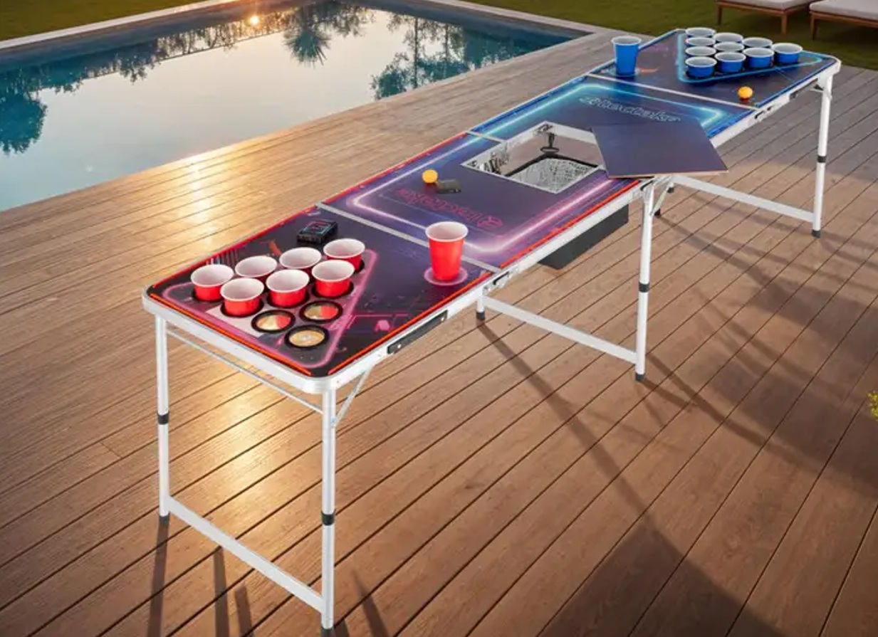 Bierpongtisch LED BeerWars mit 22 Bechern und 2 Bällen mieten