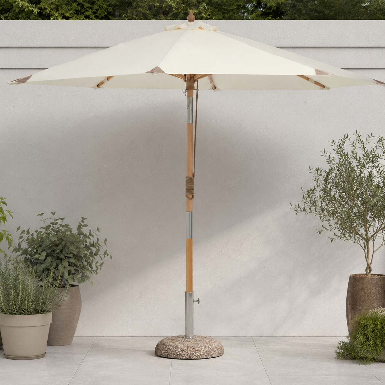 Marktschirm Ø300 cm Off-white – Kippbar & UV-beständig mieten
